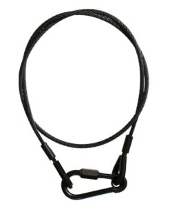 Adam Hall Accessories S 53102 B - Cavo di Sicurezza nero da 5 mm con Moschettone con Ghiera di Bloccaggio lunghezza 1 m