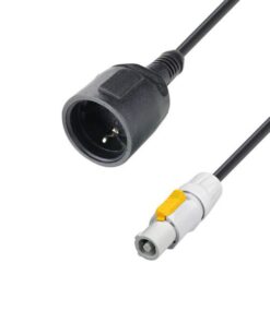 Adam Hall Cables 8101 KF 0150 PCON - Prolunga di 1,5 m con rivestimento in gomma, presa CEE 7/7 su presa PowerCon femmina, 3 x 1,5 mm²