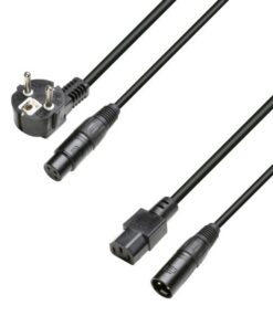 Adam Hall Cables 8101 PSAX 1000 - Power and Audio Cable CEE7/7 & XLR female to C13 & XLR male 3x1.5mm² 10m