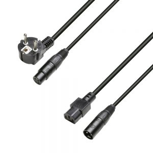 Adam Hall Cables 8101 PSAX 1000 - Power and Audio Cable CEE7/7 & XLR female to C13 & XLR male 3x1.5mm² 10m