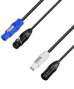 Adam Hall Cables 8101 PSDT 0500 N - Cavo di alimentazione e DMX PowerCon in e XLR femmina su PowerCon out e XLR maschio 5,0 m