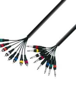 Adam Hall Cables K3 L8 PC 0500 - Cavo multipolare 8 x jack mono da 6,3 mm a 8 x RCA maschio 5 m