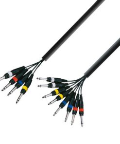 Adam Hall Cables K3 L8 VP 0500 - Cavo multipolare 4 x jack stereo da 6,3 mm a 8 x jack mono da 6,3 mm 5 m