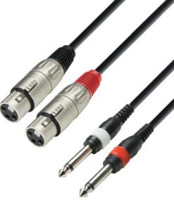 Adam Hall Cables K3 TFP 0100 - Cavo 2 x presa XLR a 2 x connettore jack mono da 6,3 mm, 1 m