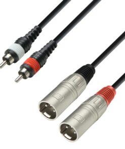 Adam Hall Cables K3 TMC 0100 - Cavo audio rivestito 2 x connettore RCA a 2 x connettore XLR, 1 m