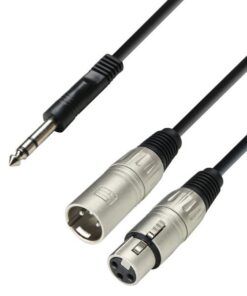 Adam Hall Cables K3 YVMF 0100 - Cavo audio jack stereo da 6,3 mm a connettore XLR + presa XLR, 1 m