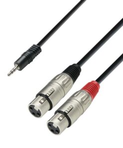 Adam Hall Cables K3 YWFF 0100 - Cavo audio jack stereo da 3,5 mm a 2 x presa XLR, 1 m