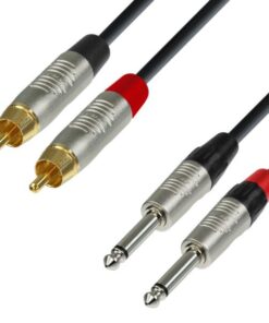 Adam Hall Cables K4 TPC 0150 - Cavo audio REAN 2 x RCA maschio a 2 x jack mono da 6,3 mm 1,5 m