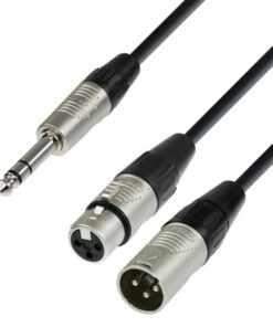 Adam Hall Cables K4 YVMF 0300 - Cavo audio REAN jack stereo da 6,3 mm a 1 x XLR maschio e 1 x XLR femmina 3 m