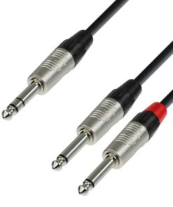 Adam Hall Cables K4 YVPP 0090 - Cavo audio REAN jack stereo da 6,3 mm a 2 x jack mono da 6,3 mm 0,9 m