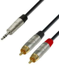 Adam Hall Cables K4 YWCC 0600 - Cavo audio REAN jack stereo da 3,5 mm a 2 x RCA maschio 6 m