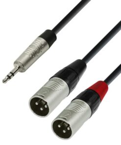 Adam Hall Cables K4 YWMM 0180 - Cavo audio REAN jack stereo da 3,5 mm a 2 x XLR maschio 1,8 m
