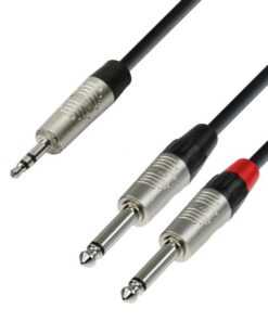 Adam Hall Cables K4 YWPP 0090 - Cavo audio REAN jack stereo da 3,5 mm a 2 x jack mono da 6,3 mm 0,9 m