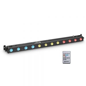Cameo TRIBAR 200 IR - Barra a 12 LED tricolore da 3 W in alloggiamento nero con telecomando IR