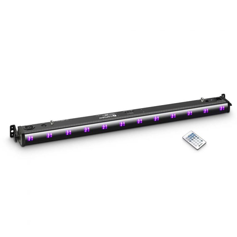 Cameo UV BAR 200 IR - Barra a 12 LED UV da 3 W in alloggiamento nero LED con telecomando IR