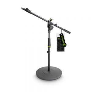 Gravity MS 2222 B - Asta microfonica corta con base tonda e portamicrofono estraibile a 2 punti