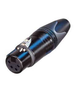 Neutrik NC4FXX-B - 4-pin female XLR cable connector with black chrome housing and gold-plated contacts