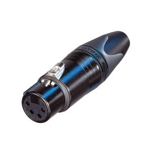 Neutrik NC4FXX-B - 4-pin female XLR cable connector with black chrome housing and gold-plated contacts