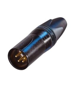 Neutrik NC4MXX-B - 4-pin male XLR cable connector with black chrome housing and gold-plated contacts.