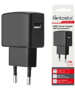 Alimentatore da Rete Italiana a USB 5V 2,4A Nero