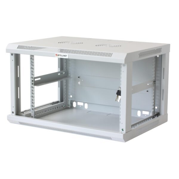 Armadio Rack 19'' a muro 9 unità sezione unica prof. 600mm Grigio