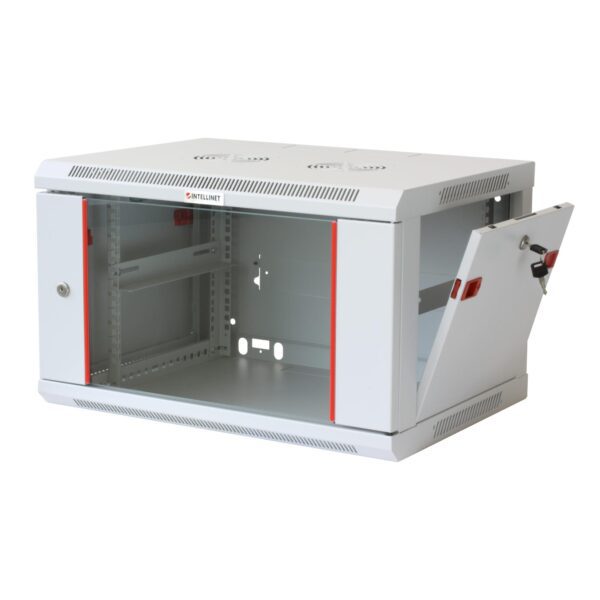 Armadio Rack 19'' a muro 9 unità sezione unica prof. 600mm Grigio