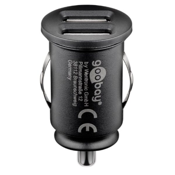 Caricatore Compatto da Auto 2 porte USB max.12W/2.4A Nero