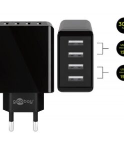 Caricatore da Muro USB a 4 vie 30W Nero