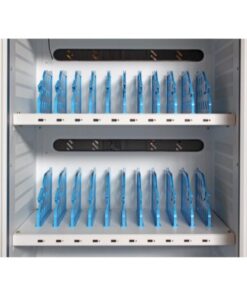 Carrello Stazione di Ricarica USB Ventilato per 30 Notebook/Tablet/Smartphone Bianco/Blu