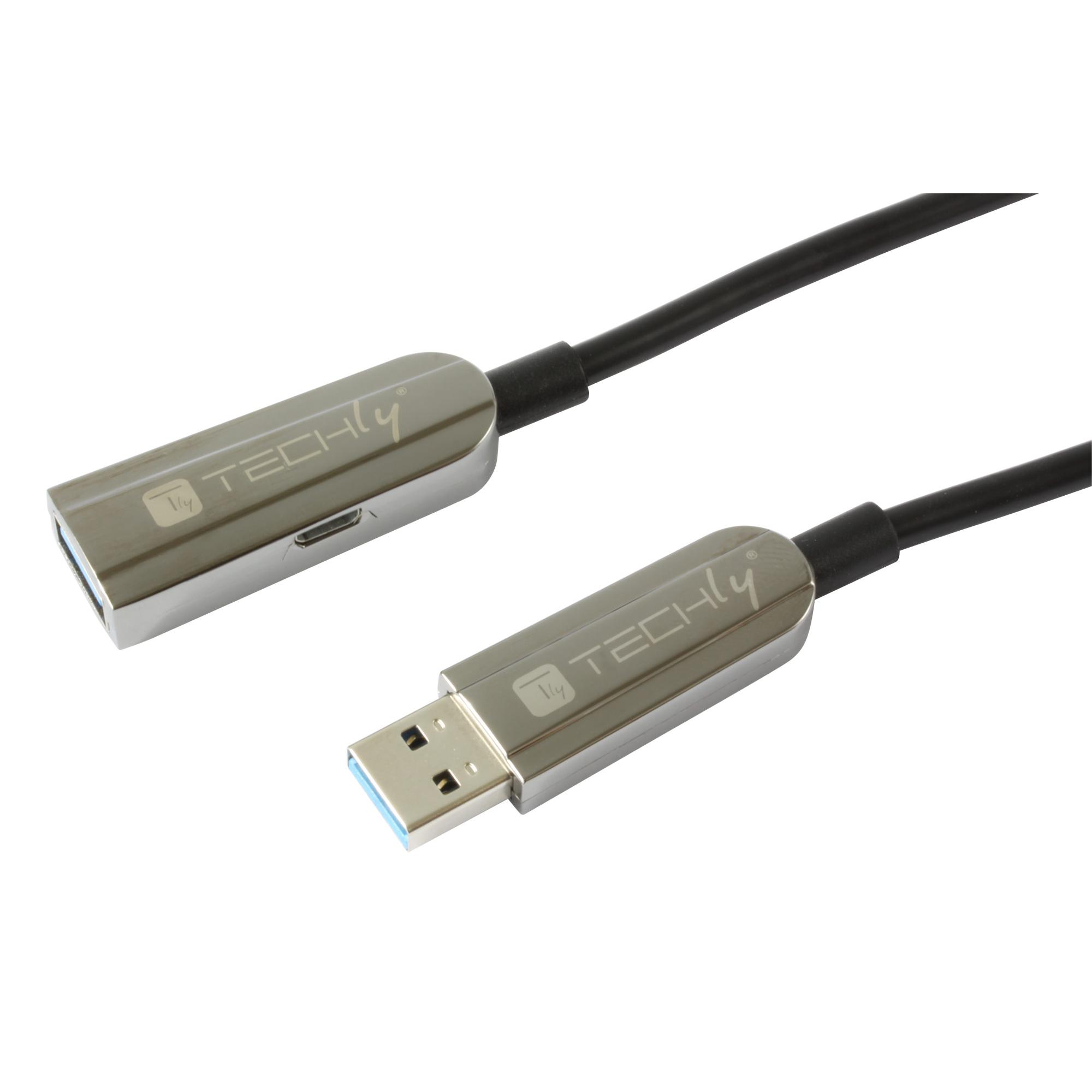 Cavo USB 3.0 SuperSpeed AOC in Fibra Ottica USB A M/F 10m Nero