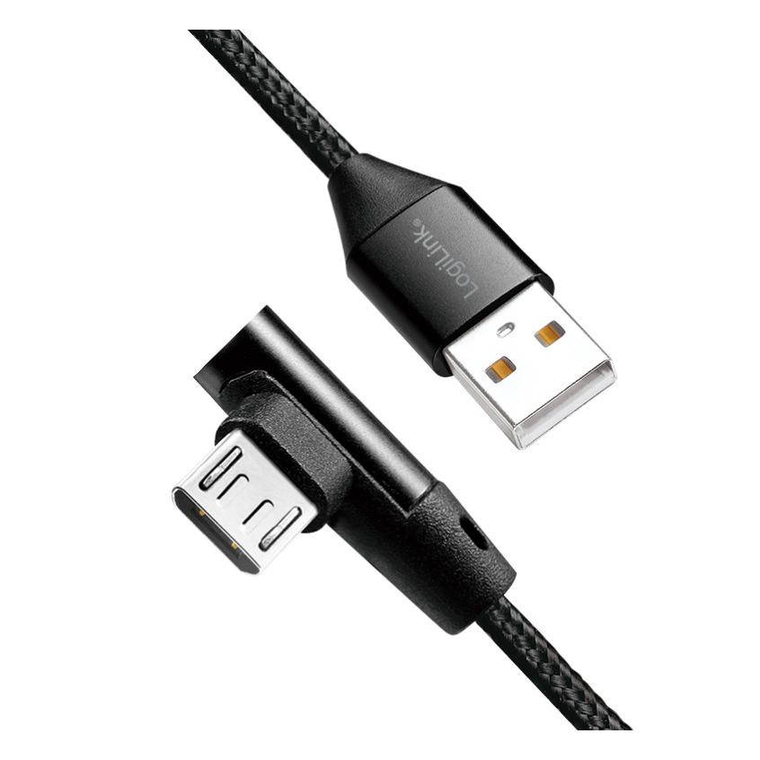 Cavo USB Micro-B Maschio Angolato/USB-A Maschio Dritto 1m Nero