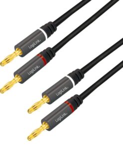 Cavo per Altoparlanti 2x2 Spinotti a Banana Nylon Nero 3m