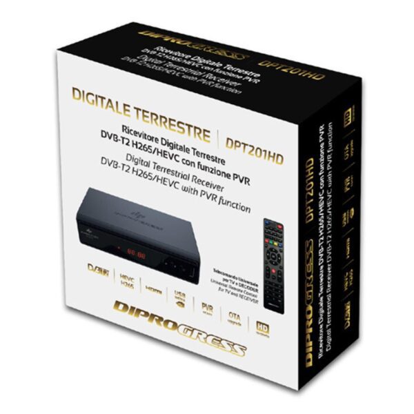 Decoder Ricevitore Digitale Terrestre DVB-T2 H265/HEVC 10bit PVR + RCU 2 in 1