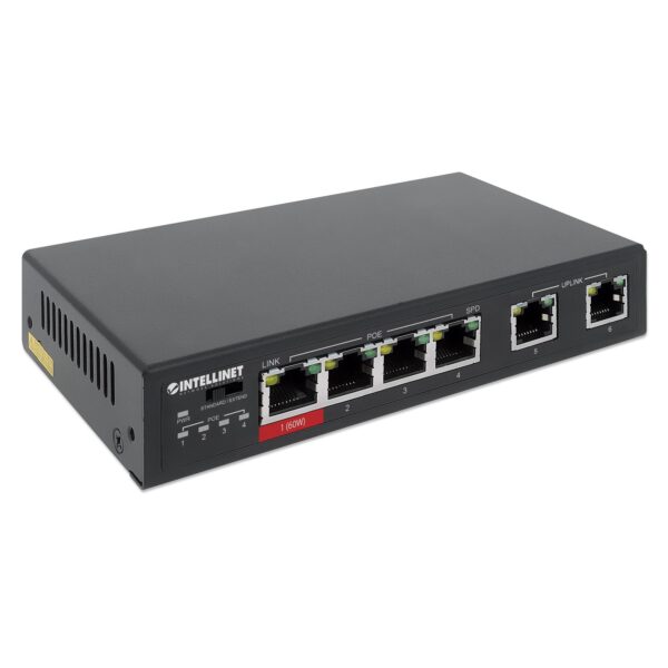 Fast Ethernet Switch a 6 porte con 4 porte PoE (1 x High-Power PoE)