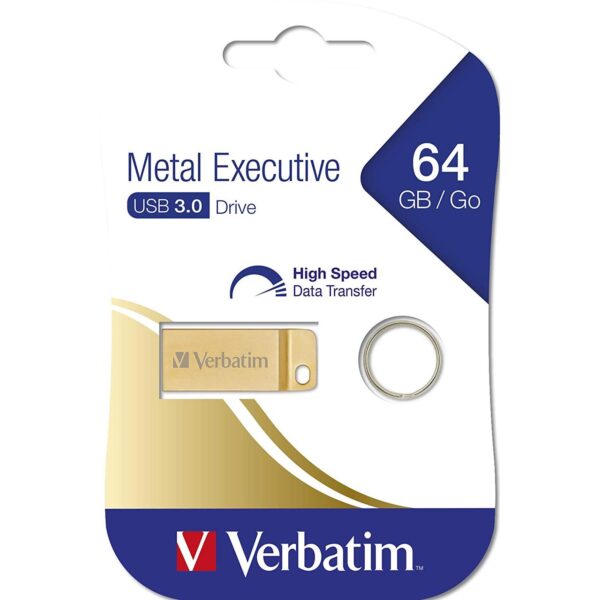 Mini Memoria USB 3.0 Verbatim con Portachiavi 64GB Oro
