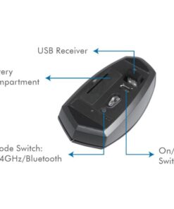 Mouse Bluetooth v4.2 Wireless 2.4GHz Dual-Mode 1200 dpi Nero