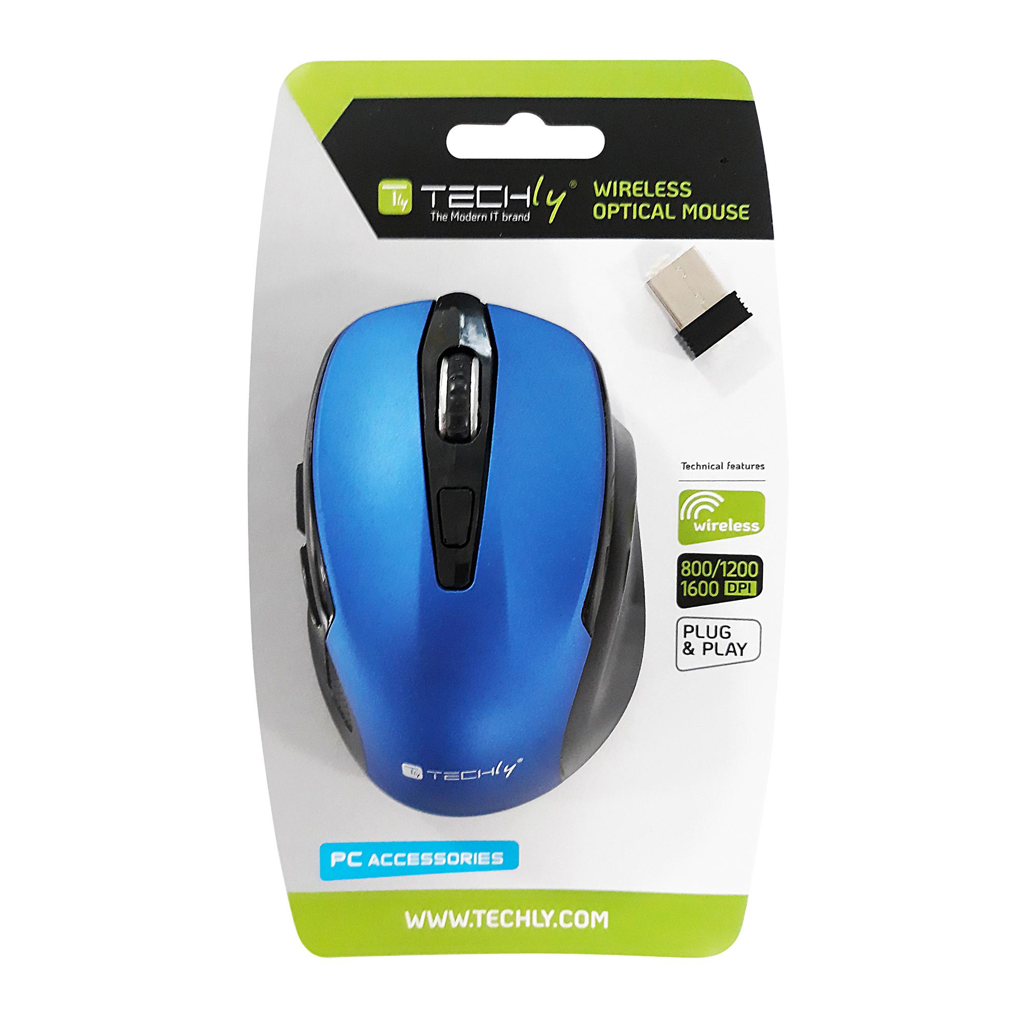 Mouse Ottico Wireless 1600dpi Blu