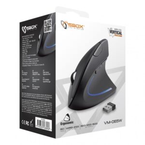 Mouse Verticale Ottico Ergonomico Wireless VM-065W Nero