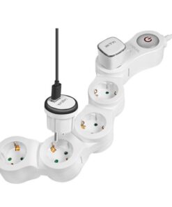 Multipresa 5 posti, flessibile, cavo 1,5 m, con interruttore