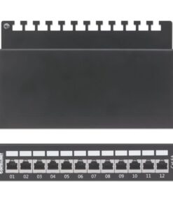 Pannello Patch 12 Posti Cat6a Schermato da Scrivania Nero