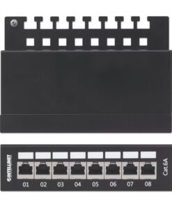 Pannello Patch 8 Posti Cat6A Schermato da Scrivania Nero