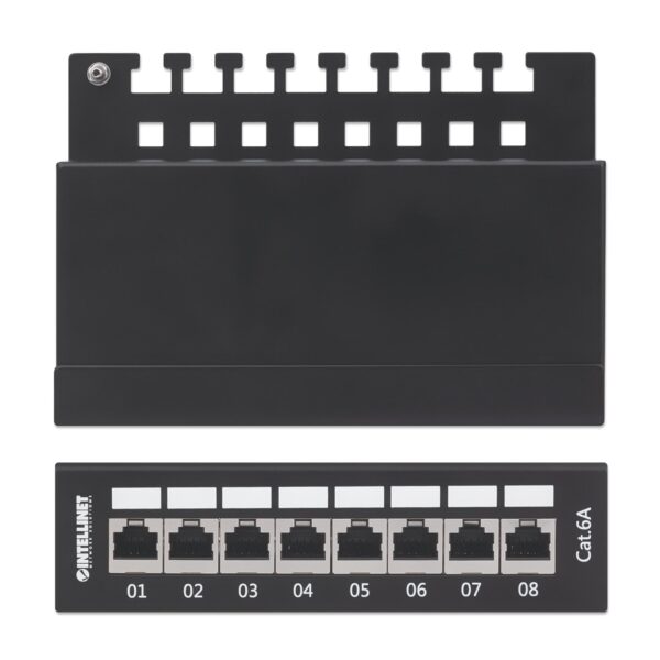 Pannello Patch 8 Posti Cat6A Schermato da Scrivania Nero