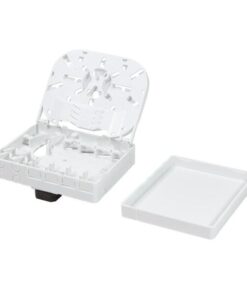 Scatola di connessione indoor FTTH per 4 fibre, 4 adattatori, per guida DIN