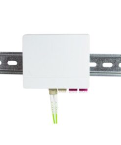 Scatola di connessione indoor FTTH per 4 fibre, 4 adattatori, per guida DIN