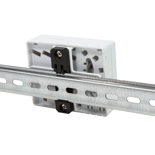 Scatola di connessione indoor FTTH per 4 fibre, 4 adattatori, per guida DIN