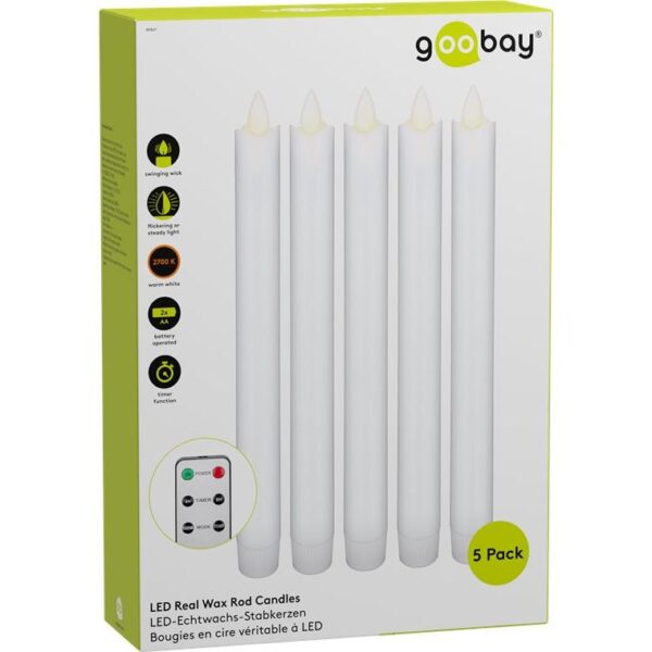 Set 5 Candele LED in Cera con Telecomando