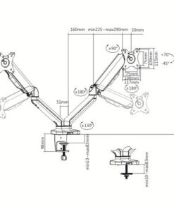 Supporto da Scrivania Doppio Monitor 17-32'' con Molla a Gas Nero
