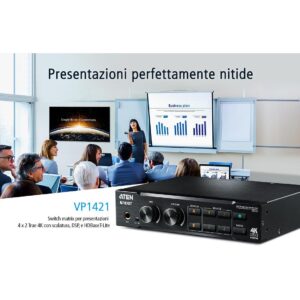 Switch matrix per presentazioni 4 x 2 True 4K con scalatura, DSP, e HDBaseT-Lite