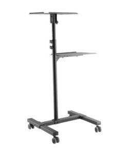 Trolley Regolabile Universale per Proiettore Notebook con Mensola Nero
