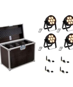 EUROLITE Set 4x LED 7C-7 Silent Slim Spot + USB QuickDMX + Case